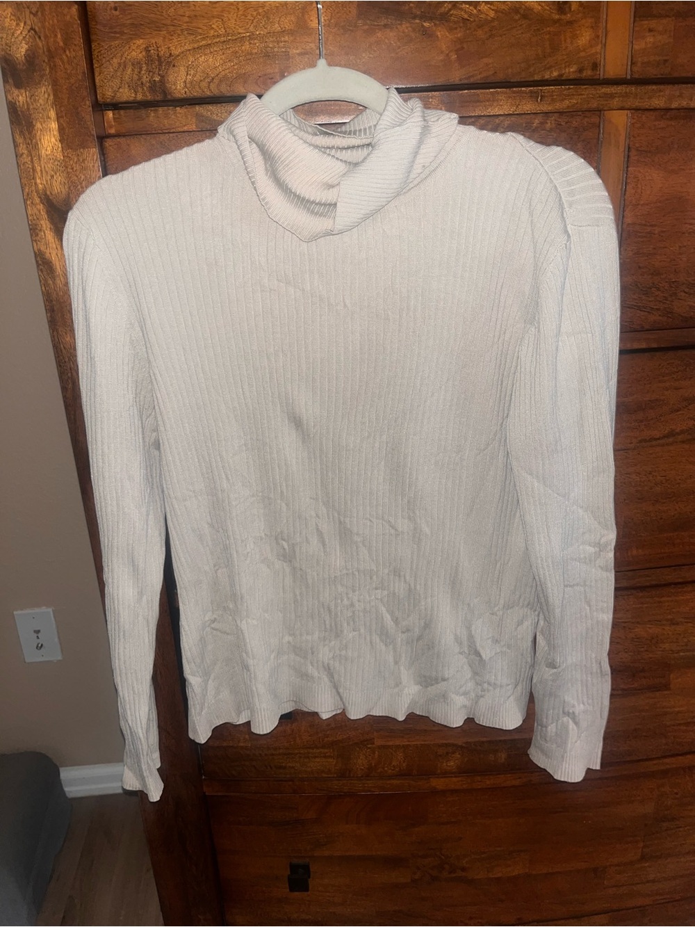 Chico's Cream Ribbed Cowl Neck Sweater